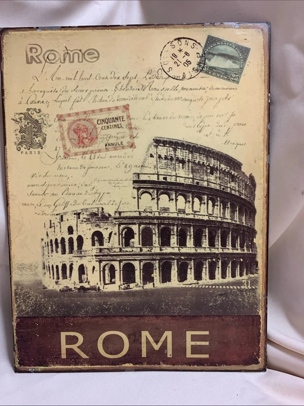 Vintage Rome Colosseum Wall Art - Beige and Brown